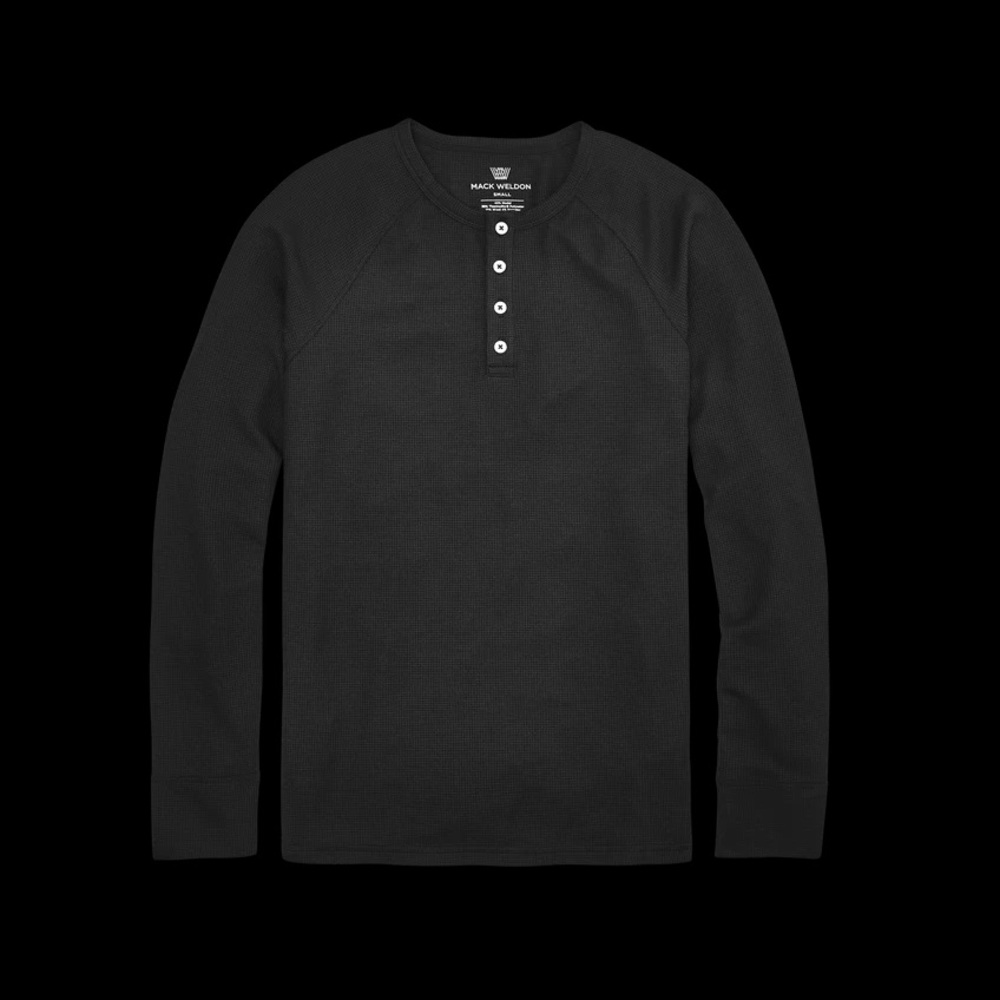 Mack Weldon WARMKNIT Waffle Henley Black